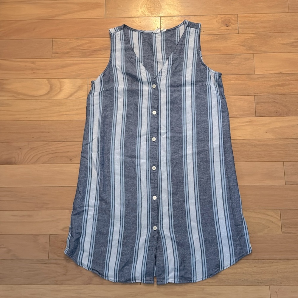 Gap Sleeveless Blue and White Striped Button-Front Dress Size M